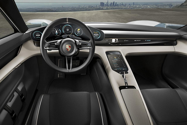 Interior dashboard of the Porsche Mission E concept