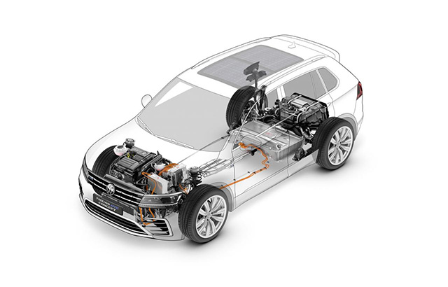 The hybrid powertrain of the Volkswagen Tiguan GTE
