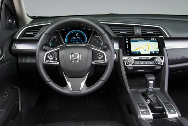 The cabin of the 2016 Honda Civic