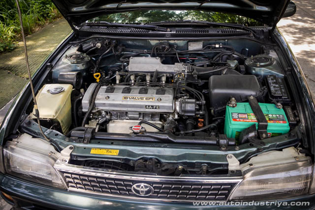 The 1.6-liter 4A-FE inline-four of the Toyota Corolla Big Body