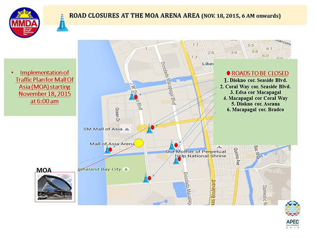 Road closures near SM MOA Arena