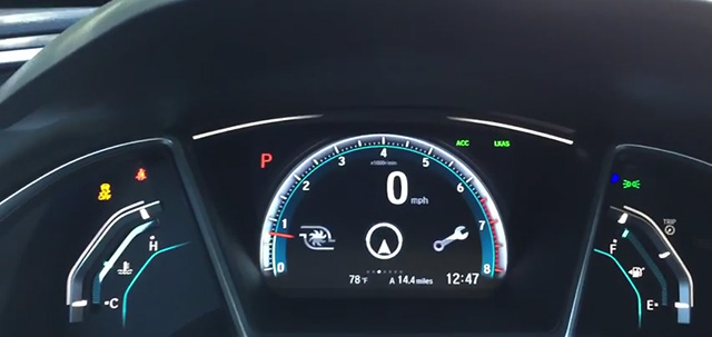 The full digital instrument gauge cluster of the 2016 Honda Civic