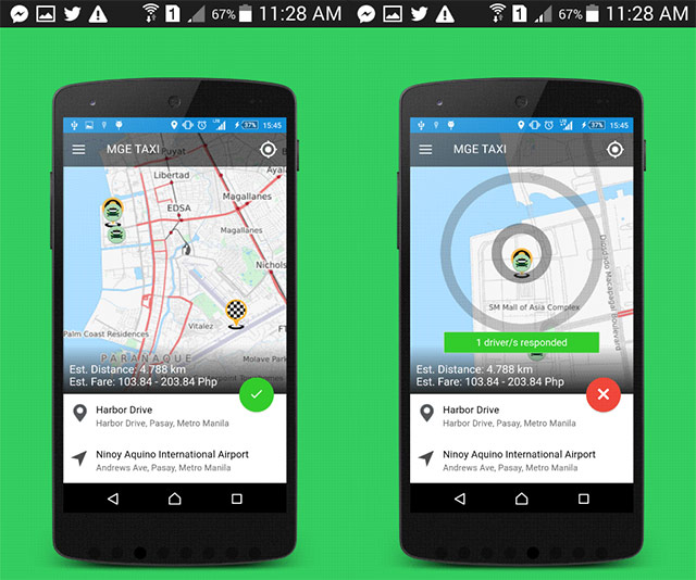 MGE Taxi mobile booking application