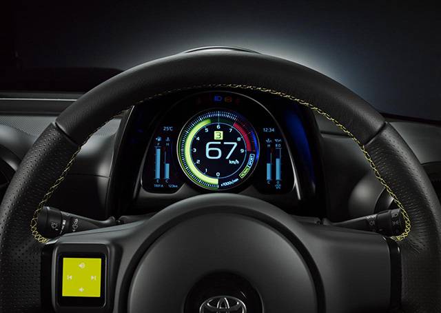 The digital gauge cluster of the Toyota S-FR concept