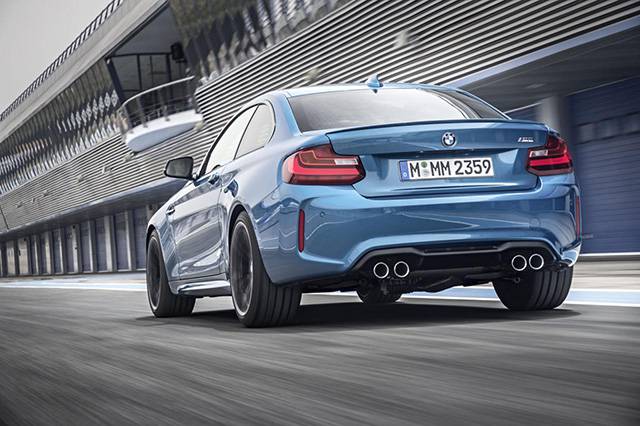 The rear and side of the BMW M2