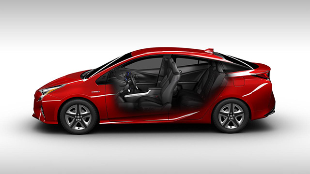 A see-through view of the 2016 Prius' interior