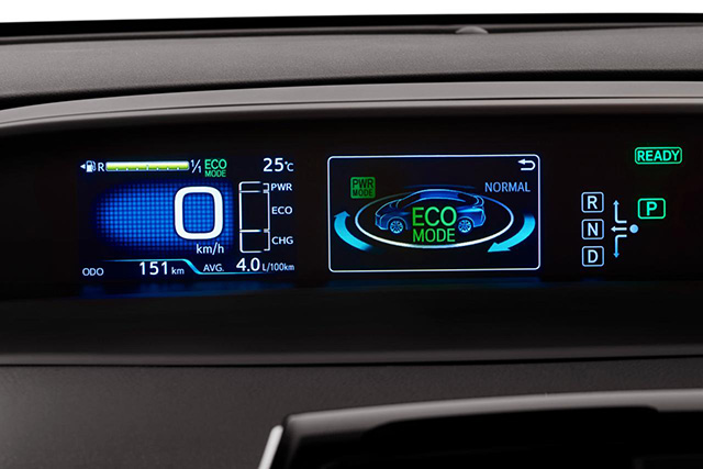 The new digital gauge cluster on the 2016 Prius