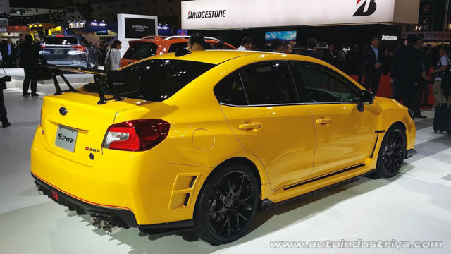 Rear quarter view of the Subaru WRX STI S207