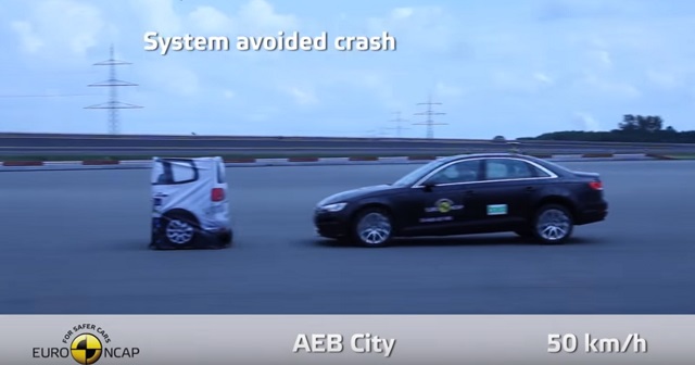 Audi A4 B9 collision mitigation system test