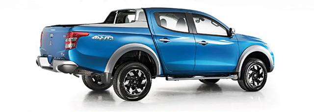 Rear quarter view of the Mitsubishi Strada Fieldmaster 4WD Edition