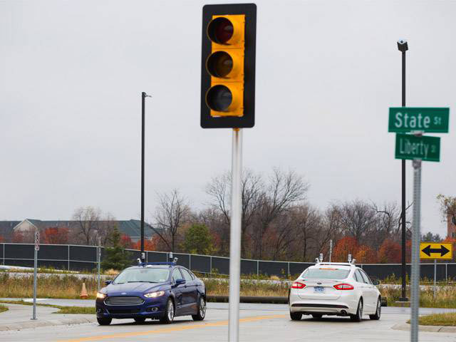 Ford autonomous vehicles at the University of Michigan's Mcity