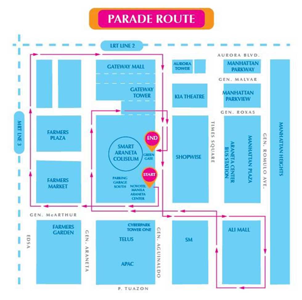 Araneta Center parade route