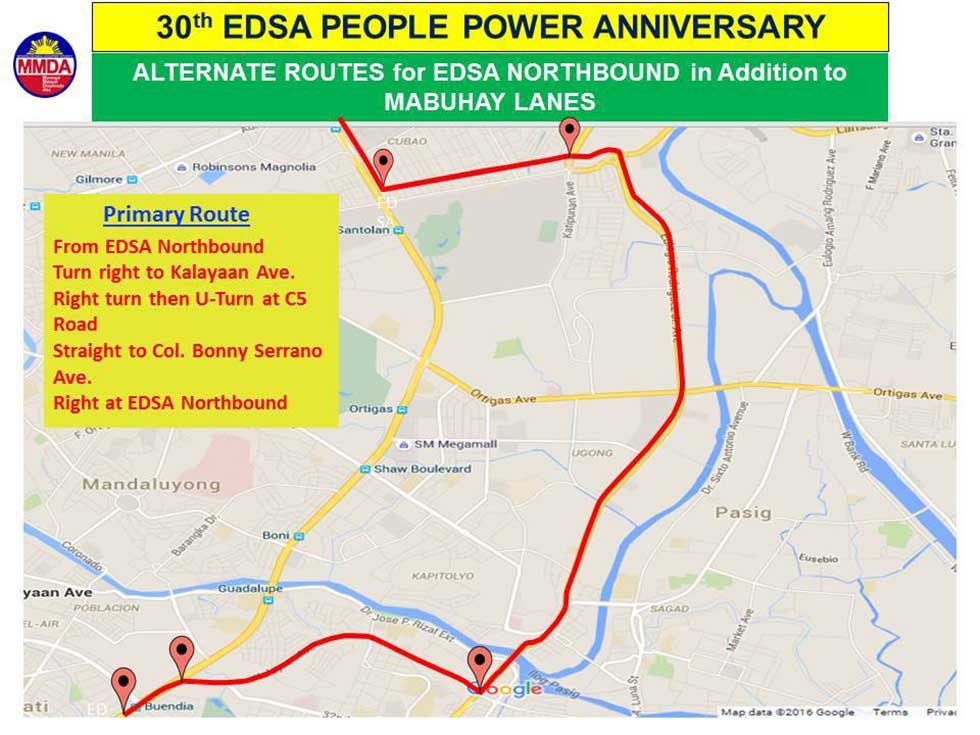 30th EDSA People Power Anniversary traffic management plan