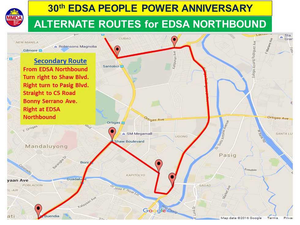 30th EDSA People Power Anniversary traffic management plan