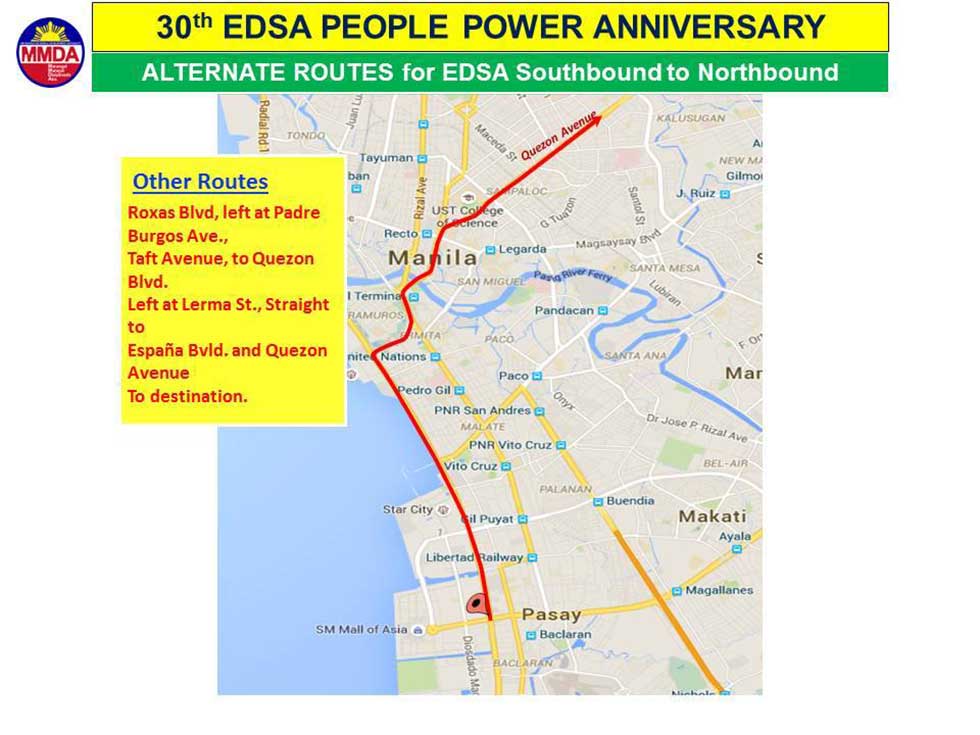 30th EDSA People Power Anniversary traffic management plan