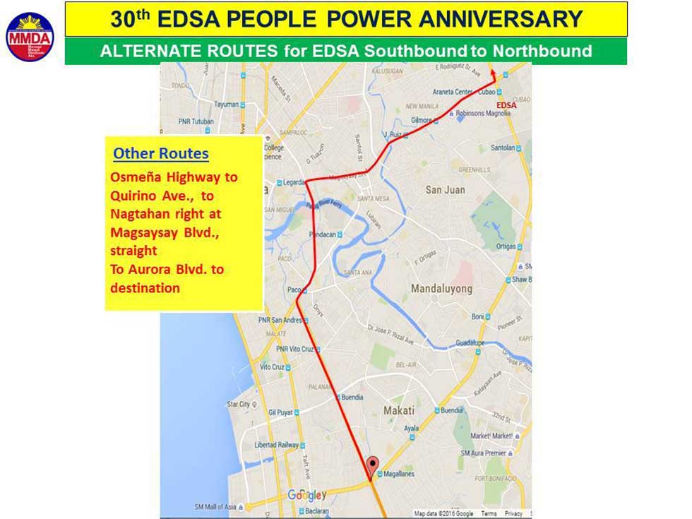 30th EDSA People Power Anniversary traffic management plan