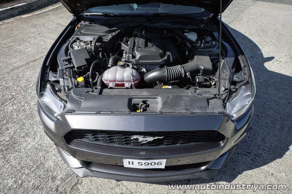 Engine bay of the Mustang EcoBoost