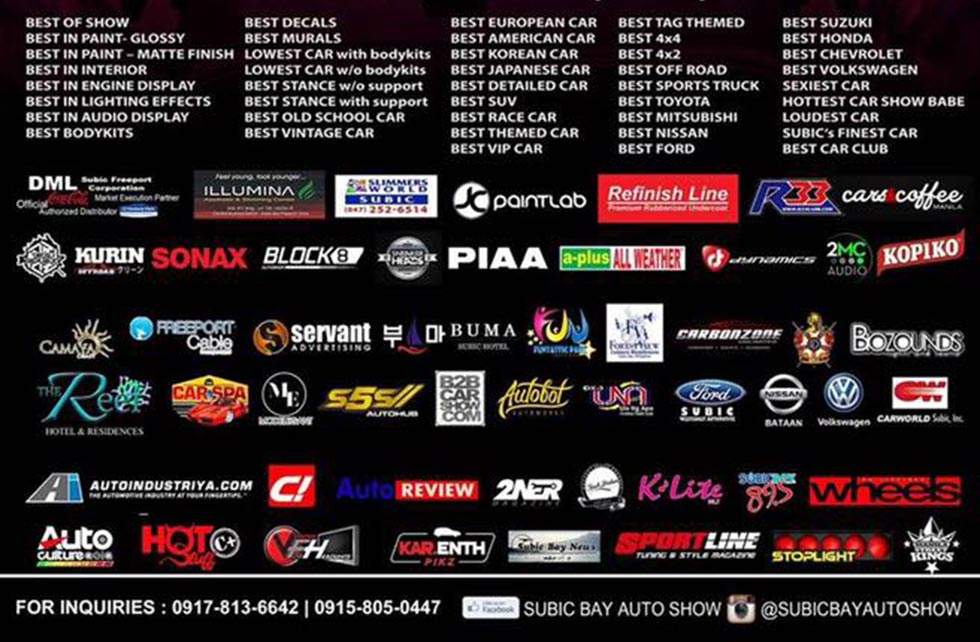 Awards and sponsors in this year's Subic Bay Auto Show