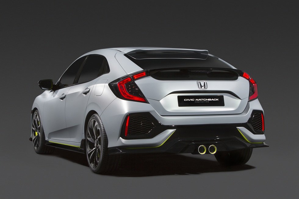Rear quarter of the 2017 Honda Civic Hatchback Prototype
