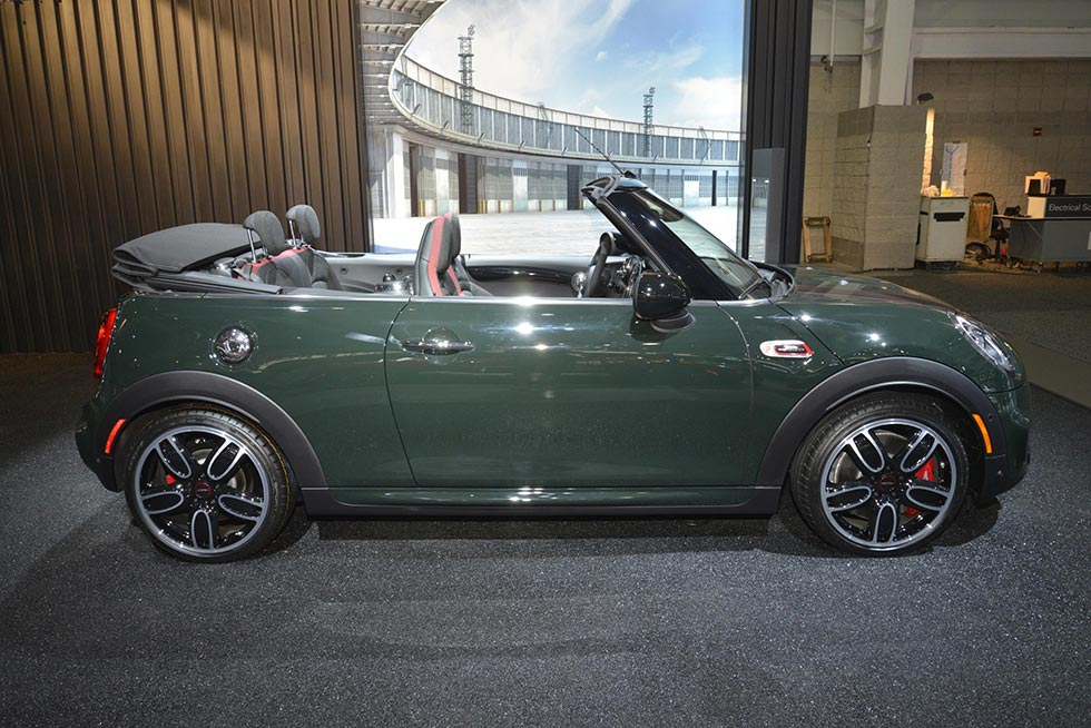 Side profile of the new Mini JCW Convertible