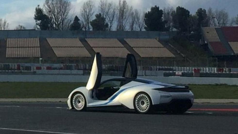 The BAIC electric supercar's rear quarter