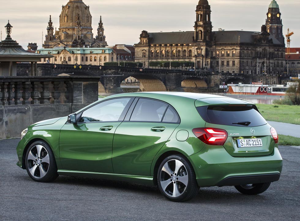 The rear quarter of the refreshed Mercedes-Benz A-Class
