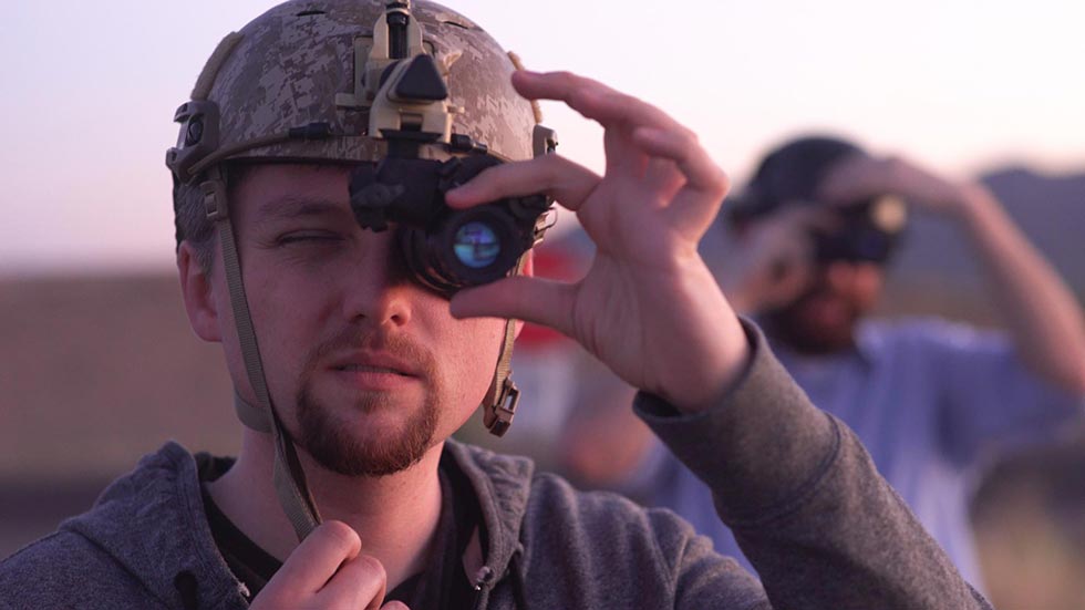 Ford engineers with their night-vision goggles