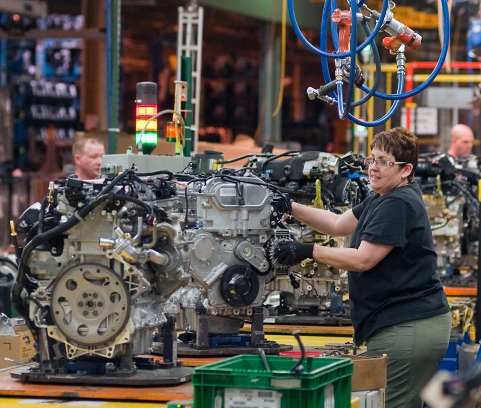 The Fairfax factory assembling engines to their respective cars