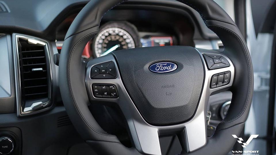The new steering wheel on the M-Sport Ranger