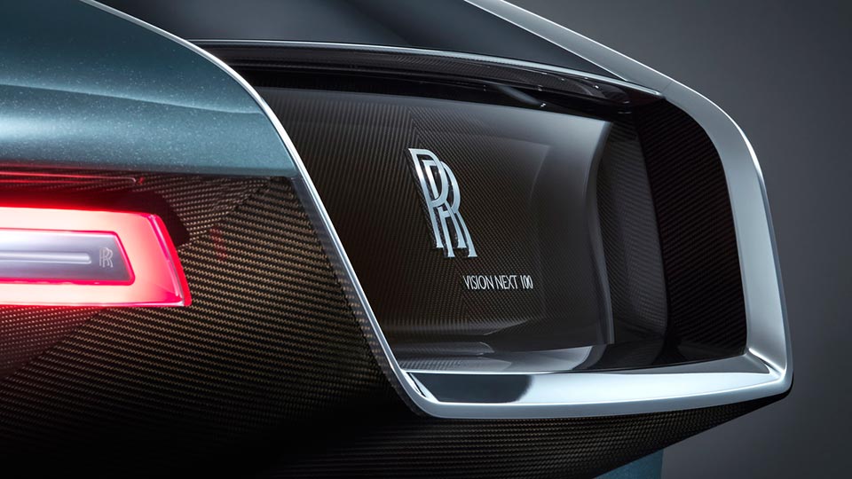 Closeup shot of the rear of the Rolls-Royce Vision Next 100