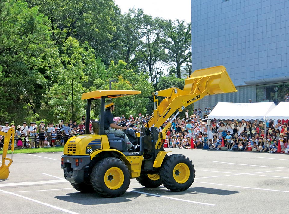 A Toyota bulldozer being shown at the company's museum