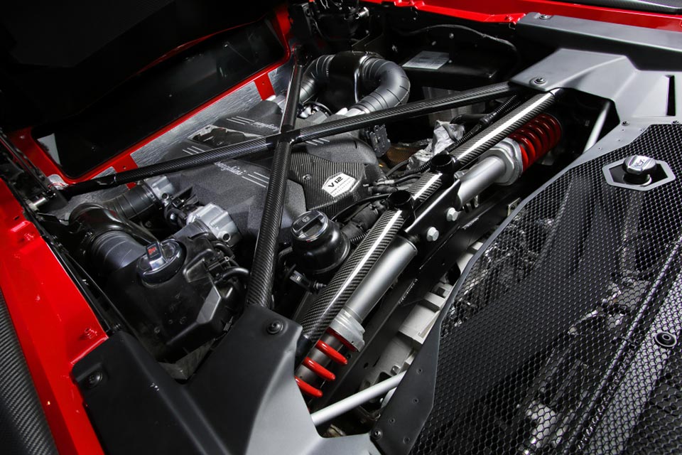 The V12 engine of Lamborghini