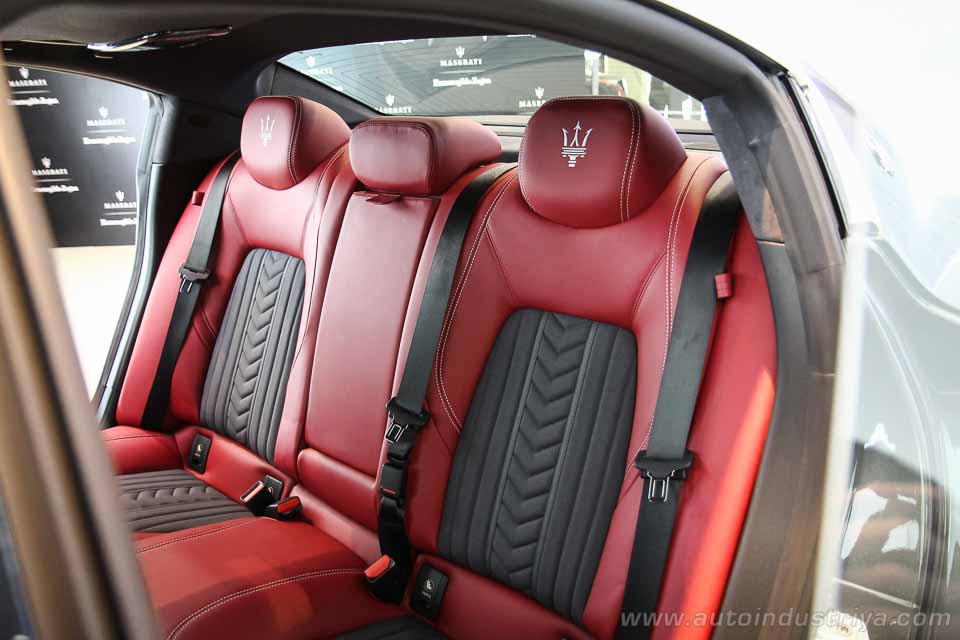 The red-on-black theme of the Zegna interior trim option