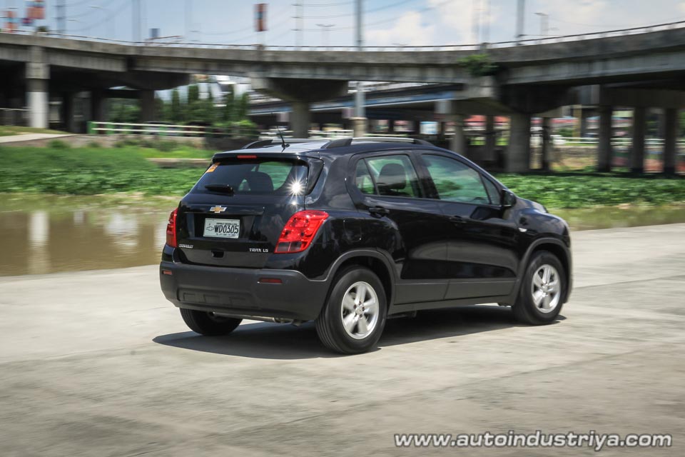 Running rear quarter shot of the Chevrolet Trax LS