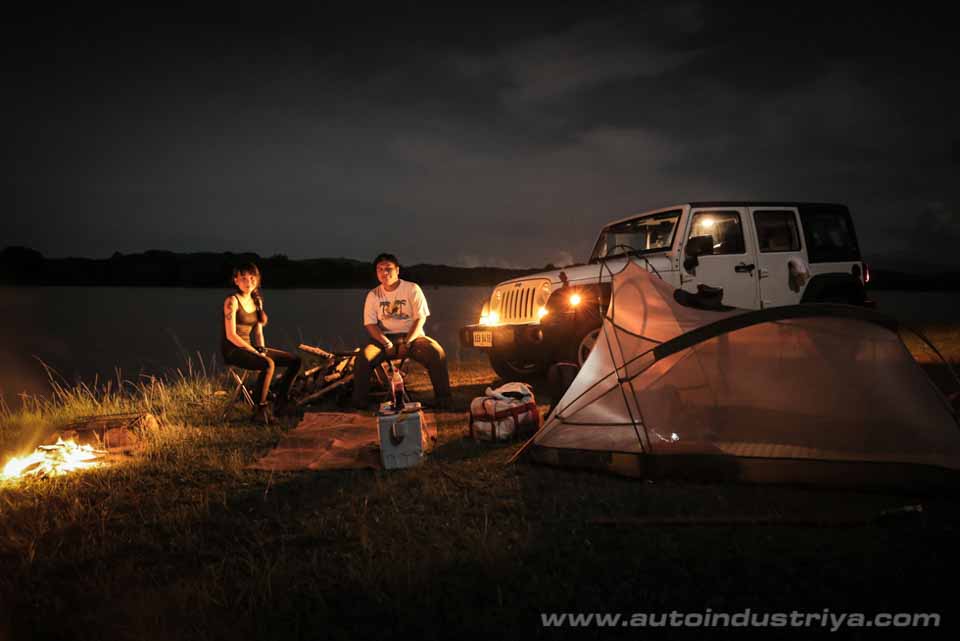 Photo-op with the Jeep Wrangler at campsite