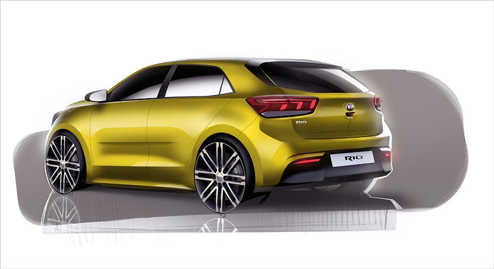 Rear quarter of the 2017 Kia Rio render