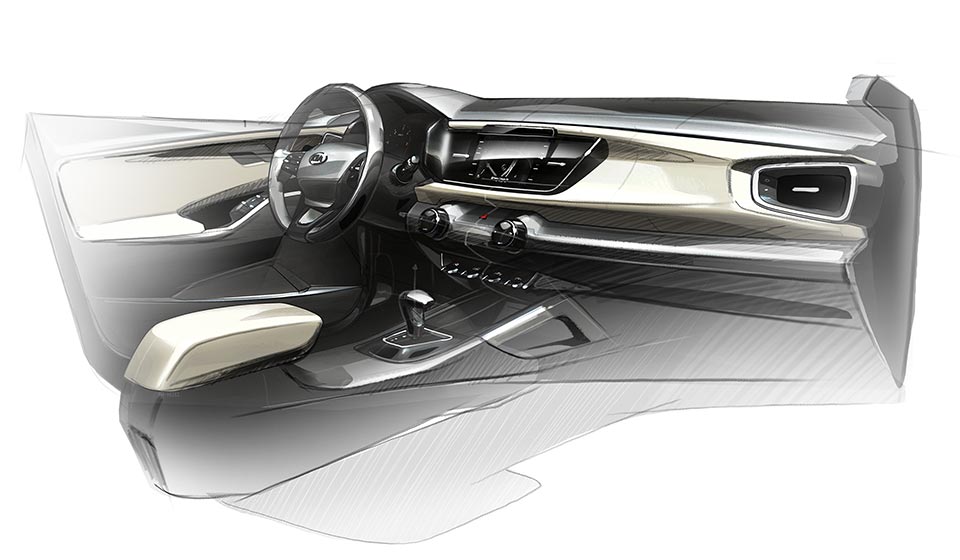 Inside sketch of the 2017 Kia Rio
