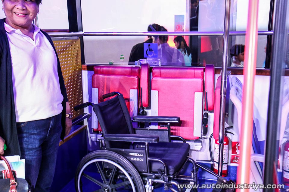 A wheelchair in place inside the BS120SN