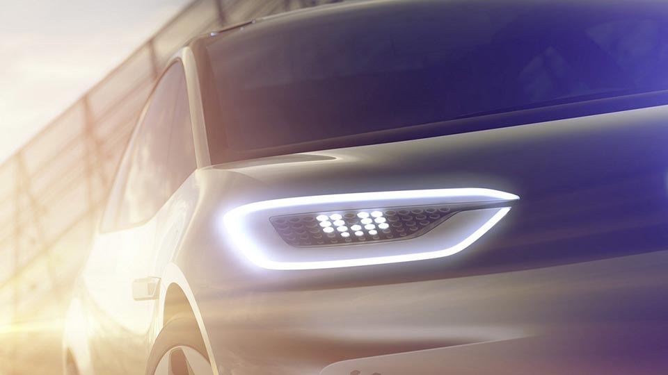 The LED lights of the new Volkswagen EV concept