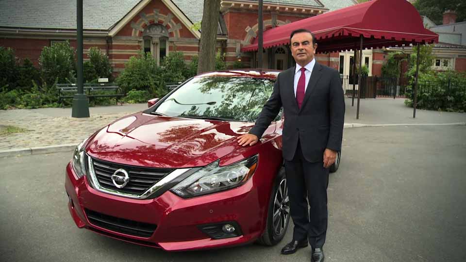 Carlos Ghosn with the 2016 Altima