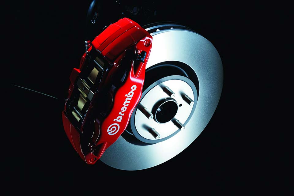 The Brembo brake calipers on the 2017 Subaru BRZ GT