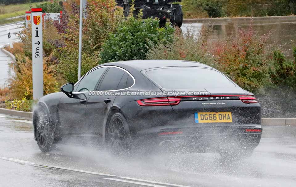 The next-gen Bentley Flying Spur mule conducting wet road tests