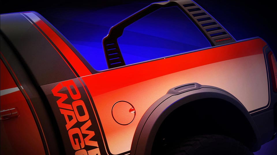 The Ram Power Wagon with a huge wing