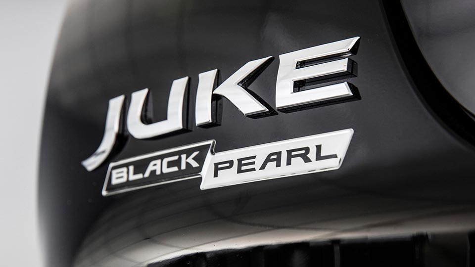 The badging on the Nissan Juke Black Pearl Edition