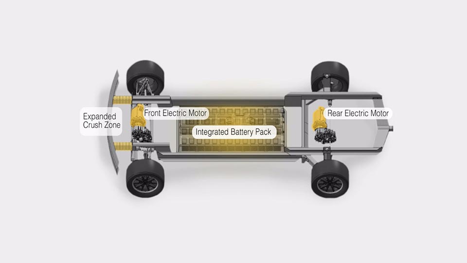 A detailed view of the Workhorse W-15 EV's powertrain