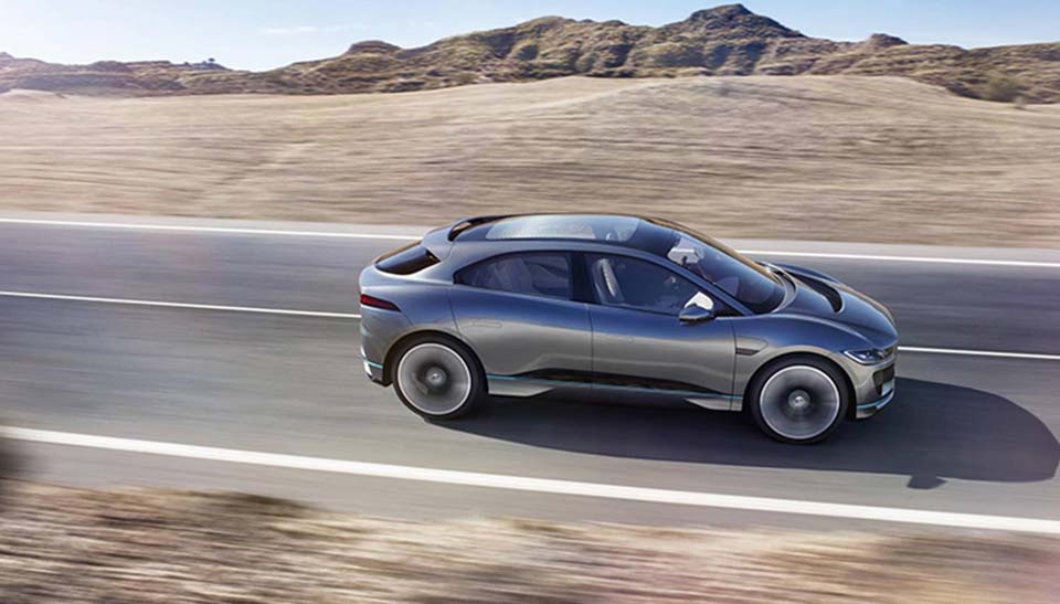 Sleek profile of the Jaguar I-Pace EV concept