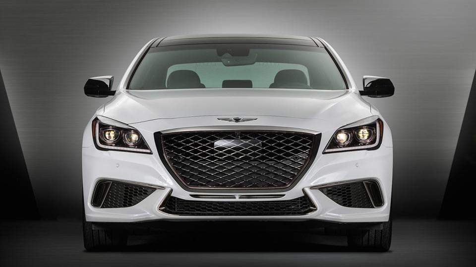 The front fascia of the Genesis G80 Sport 3.3T