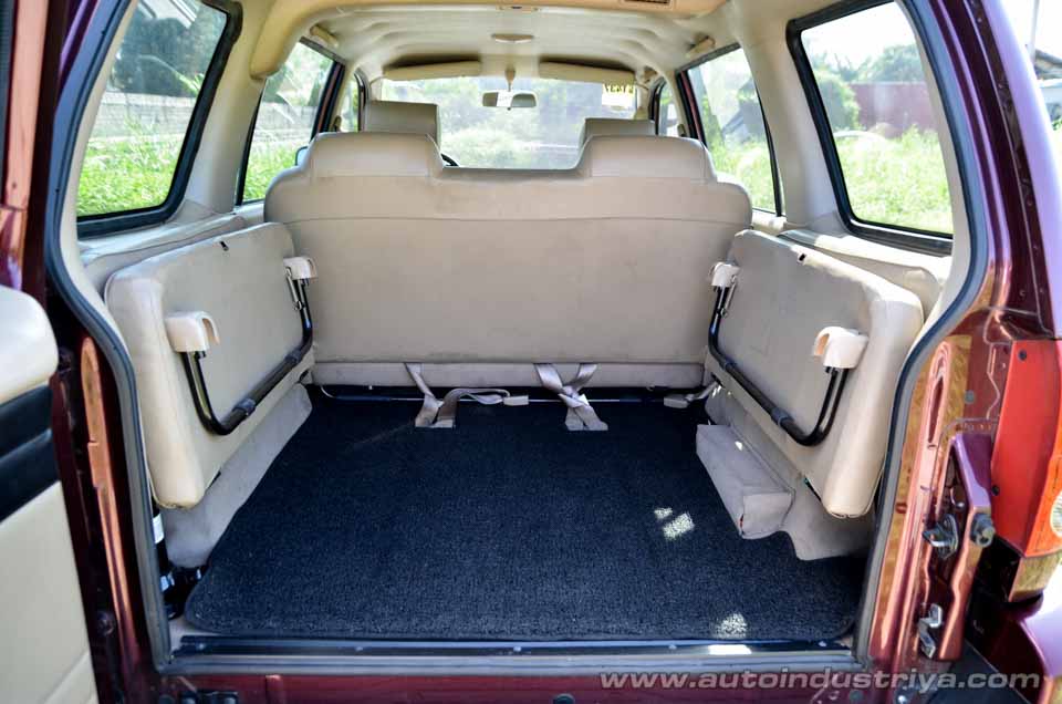 The luggage space at the back with the third-row seats up