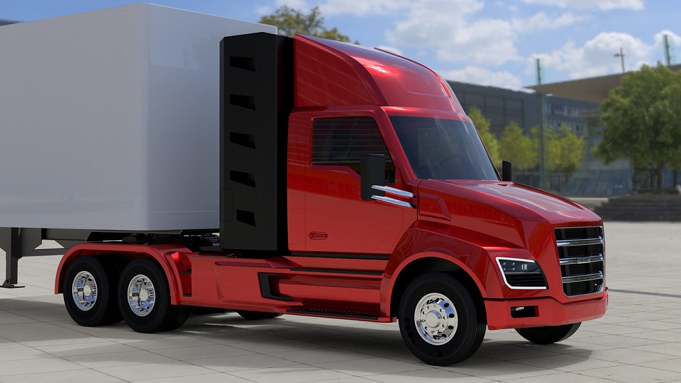 The Nikola One semi-truck with payload