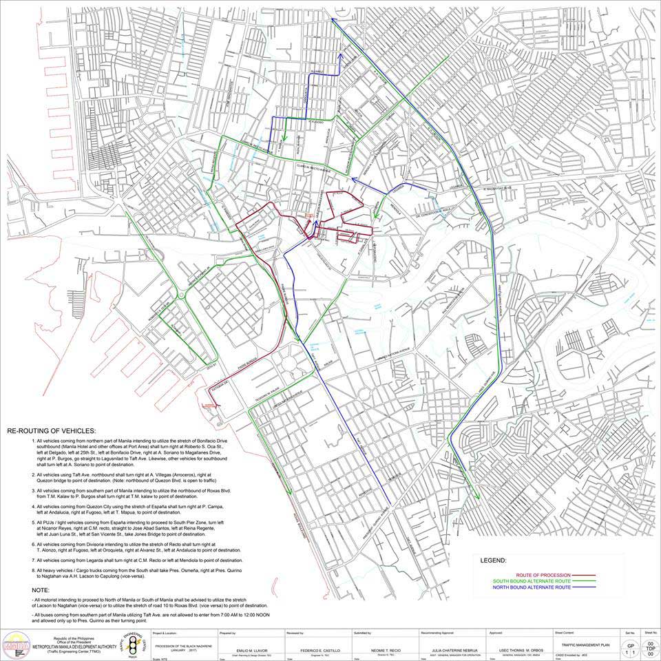 MMDA announces traffic rerouting for Black Nazarene procession